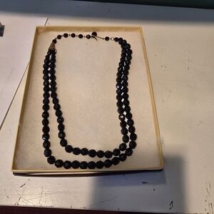 Vintage Elegant Black Beaded Necklace